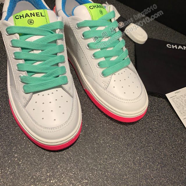 Chanel女鞋 香奈兒2020SS早春新款 糖果色休閒小白鞋 網紅明星同款  naq1261